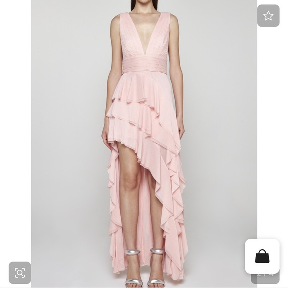 Alice + Olivia Holly ruffled dress high low Blush Pink gown maxi party Revolve 2 - Picture 5 of 10